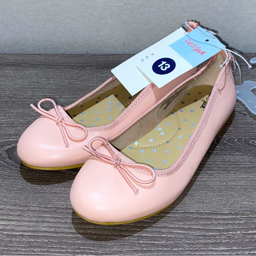 CAT & JACK Pink Diana Slip-On Ballet Flats Shoes Size 13